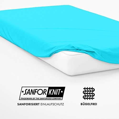 Jacobson Jersey-Spannbettlaken – 50% Baumwolle/50% Polyester, elastisch & hautsympathisch – 180–200 x 200 cm, 1er Set, N