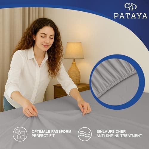 Pataya Spannbettlaken 140x200 cm – Oeko-TEX® Baumwollmischung, für Matratzen bis 25 cm (Anthrazit)
