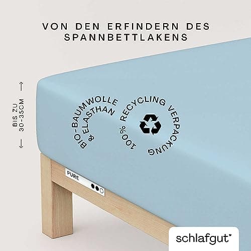 Schlafgut Pure Spannbettlaken 90x200 bis 100x220 cm – 95% Bio-Baumwolle & 5% Elasthan, Oeko-TEX zertifiziert – passend f