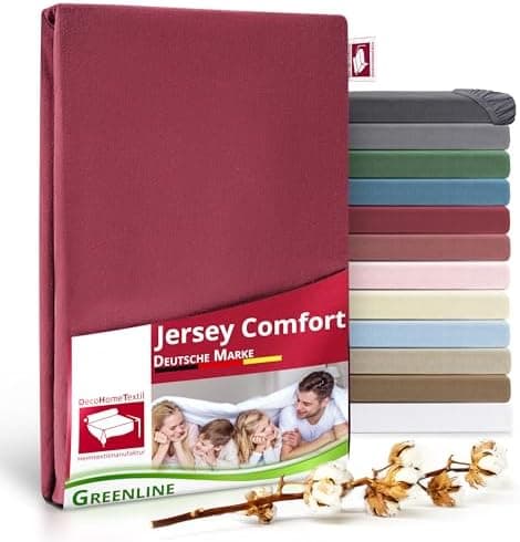 Greenline Spannbettlaken Premium Jersey – 100% Baumwolle, Champagner, 180–200x200 cm, bis 30 cm (auch für Boxspringbette