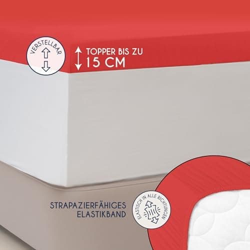Dreamzie Topper-Spannbettlaken 180×200–200×200 cm – Jersey-Baumwolle 150 g/m², OEKO‑TEX STANDARD 100, extra niedrige Sei