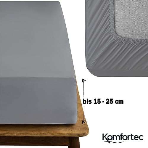Komfortec Spannbettlaken 90x200 cm Jersey-Baumwolle – OEKO-TEX® Standard 100, Rundumgummizug für perfekte Passform, Weiß