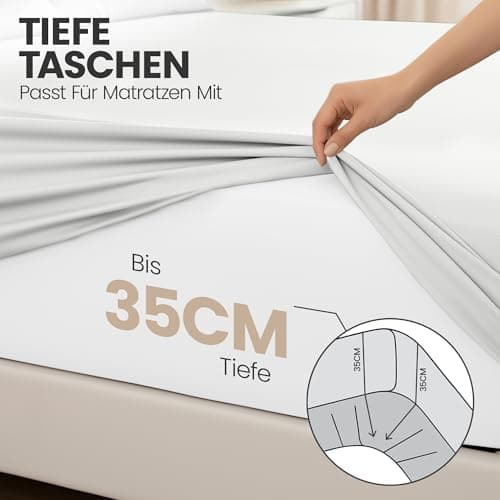 Utopia Bedding 2er-Set Spannbettlaken 140 x 200 cm – OEKO-TEX MADE IN GREEN zertifiziert – 35 cm Tiefe Tasche
