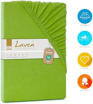 Lavea Spannbettlaken 120x200 cm – atmungsaktives Baumwoll‑Jersey, passend für Matratzen bis 20 cm (Mittelgrau)