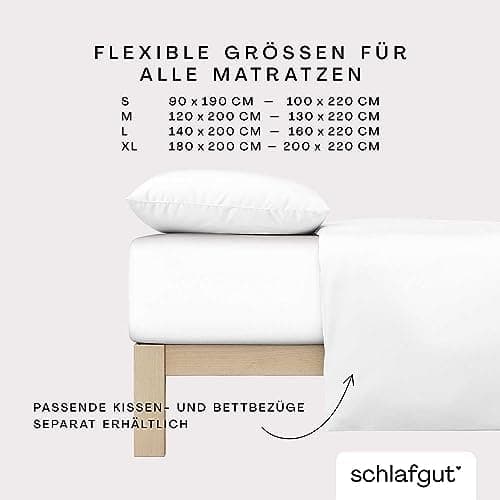 Schlafgut Pure Spannbettlaken 90x200 bis 100x220 cm – 95% Bio-Baumwolle & 5% Elasthan, Oeko-TEX zertifiziert – passend f