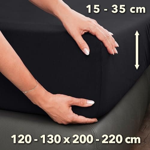 STUDIO Spannbettlaken Jersey – 97 % Baumwolle / 3 % Elastan – 120×200 / 120×220 / 130×200 / 130×220 cm, passend für Matr