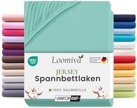 Jersey-Spannbettlaken 100% Baumwolle – 90–100×200 cm, für Matratzen bis 25 cm (Steghöhe bis 23 cm), Beige