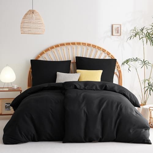 WAVVE Bettwäsche 135x200 – 4‑teiliges Mikrofaser‑Set Anthrazit (inkl. 2×80×80 cm Kissenbezüge) mit Reißverschluss, OEKO‑