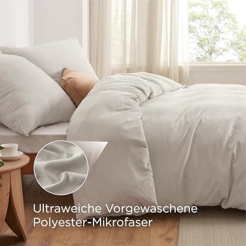 BEDSURE Bettwäsche 135x200 4‑teilig – Weiches Baumwoll‑Feeling Bettwäsche‑Set 135 x 200 cm, inkl. 2 Kissenbezüge 80x80,