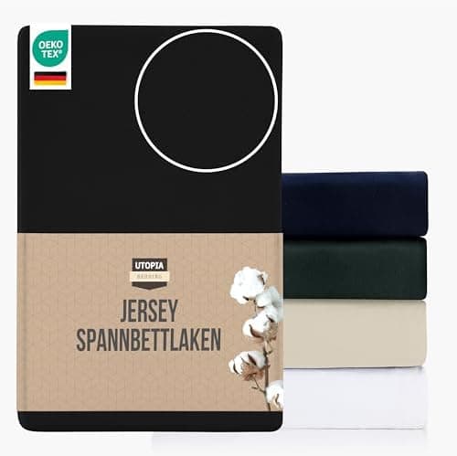 Utopia Bedding Jersey-Spannbettlaken 120 x 200 cm (25 cm) – Anthrazit, Baumwollmischung