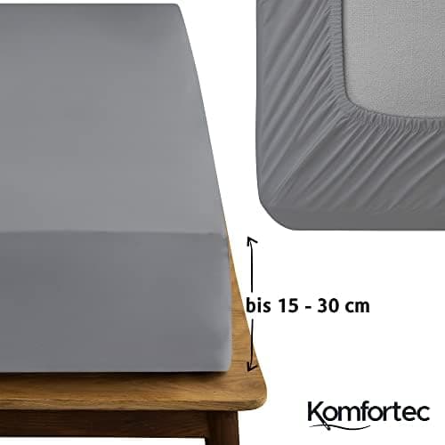 Komfortec Spannbettlaken 90x200 cm Jersey-Baumwolle – OEKO-TEX® Standard 100, Rundumgummizug für perfekte Passform, Weiß