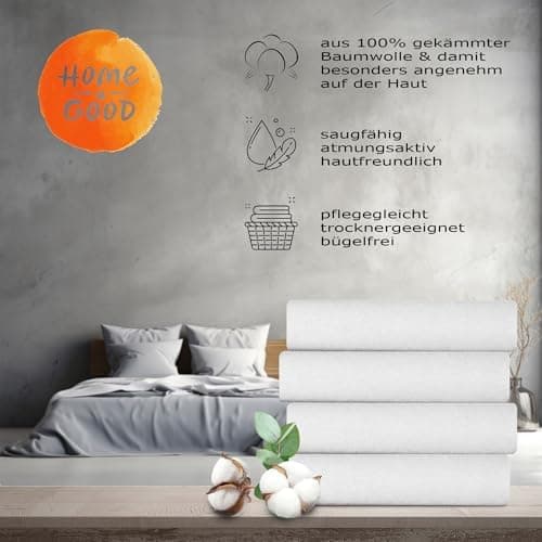 home4good Spannbettlaken 120x200 cm – Jersey 100% Baumwolle (OEKO-TEX STANDARD 100) – für Matratzenhöhe 15–25 cm, Weiß