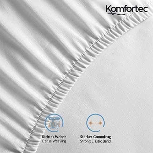 Komfortec Spannbettlaken 90x200 cm Jersey-Baumwolle – OEKO-TEX® Standard 100, Rundumgummizug für perfekte Passform, Weiß