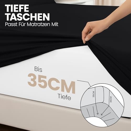 Utopia Bedding 2er-Set Spannbettlaken 140 x 200 cm – OEKO-TEX MADE IN GREEN zertifiziert – 35 cm Tiefe Tasche
