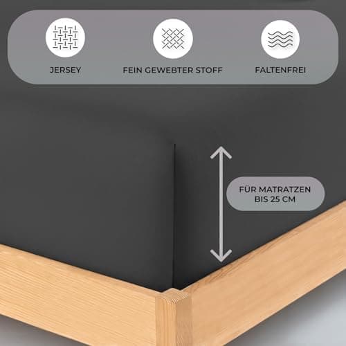 Buymax® Spannbettlaken Jersey – 100% Baumwolle – 120x200 cm, passend für Matratzen bis 25 cm