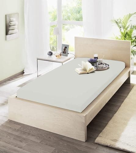 Spannbettuch Jersey mit Elasthan – 97% Baumwolle / 3% Elasthan, elastisches Spannbettlaken Weiß (90–100 × 200–220 cm)