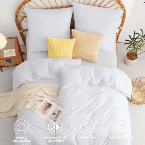 WAVVE Bettwäsche 135x200 – 4‑teiliges Mikrofaser‑Set Anthrazit (inkl. 2×80×80 cm Kissenbezüge) mit Reißverschluss, OEKO‑