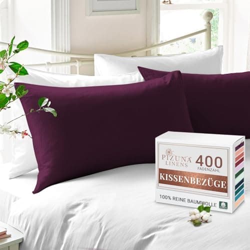 Pizuna Kissenbezüge 2er-Pack 40 x 80 cm Dunkelblau – 100% Langstapel-Baumwolle, 400 Fadenzahl