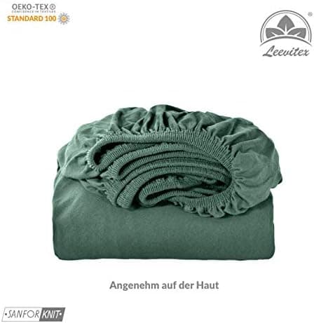 leevitex® Spannbettlaken 180x200–200x200 cm | 100% Jersey-Baumwolle | für Matratzen bis 25 cm