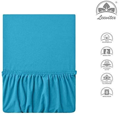 leevitex® Spannbettlaken 180x200–200x200 cm | 100% Jersey-Baumwolle | für Matratzen bis 25 cm