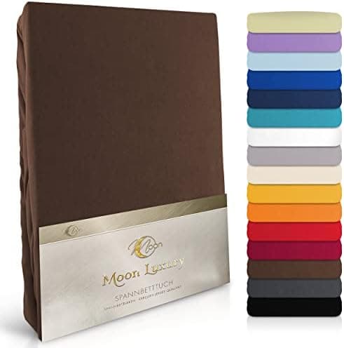MOON-Luxury Spannbettlaken/Spannbetttuch Jersey-Stretch 230 g/m² OEKO-TEX – anthrazit, 90×200–100×220