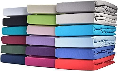 leevitex® Spannbettlaken 180x200–200x200 cm | 100% Jersey-Baumwolle | für Matratzen bis 25 cm
