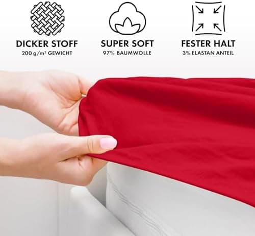 Jacobson Premium Spannbettlaken – Jersey-Baumwolle 200 g/m² mit Elasthan, 180x200–200x200 cm