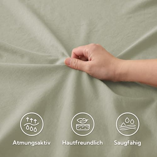SOULFUL Spannbettlaken 120 x 200 cm (bis 25 cm Matratzenhöhe) – 100% gewaschene Baumwolle, atmungsaktiv & leinenartiger