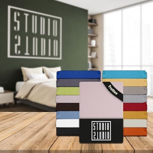 STUDIO Basic Frottee-Spannbettlaken 90 x 200 cm – weiches 80% Baumwolle/20% Polyester, elastisch & bügelfrei, OEKO-TEX f