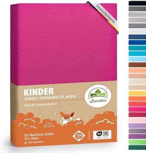 leevitex® Spannbettlaken 180x200–200x200 cm | 100% Jersey-Baumwolle | für Matratzen bis 25 cm