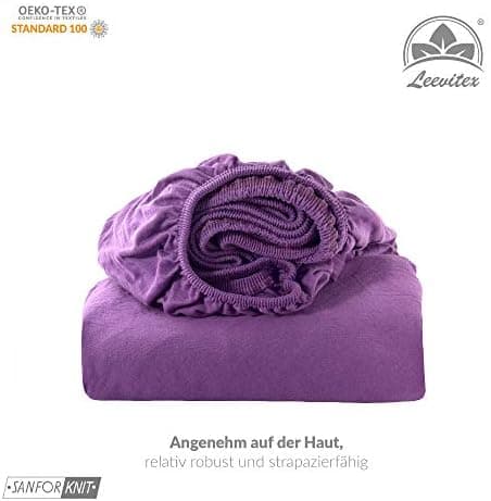 leevitex® Spannbettlaken 180x200–200x200 cm | 100% Jersey-Baumwolle | für Matratzen bis 25 cm