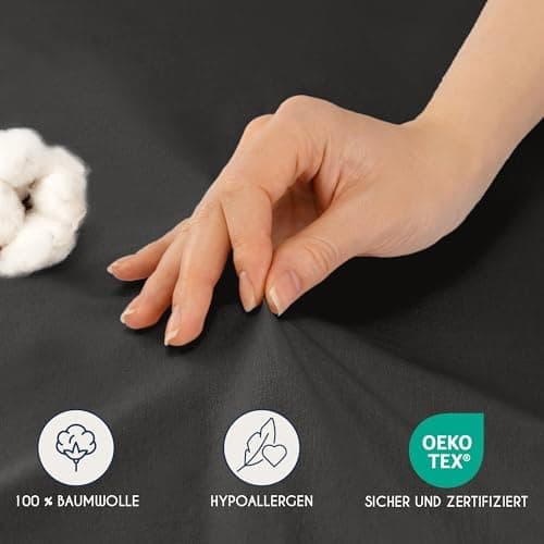 Dreamzie Topper-Spannbettlaken 180×200–200×200 cm – Jersey-Baumwolle 150 g/m², OEKO‑TEX STANDARD 100, extra niedrige Sei