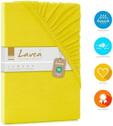 Lavea Spannbettlaken 120x200 cm – atmungsaktives Baumwoll‑Jersey, passend für Matratzen bis 20 cm (Mittelgrau)