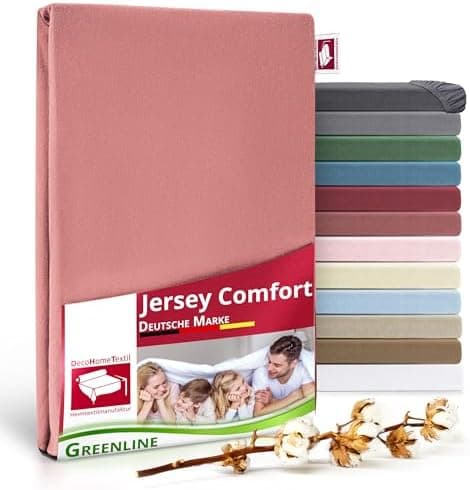 Greenline Spannbettlaken Premium Jersey – 100% Baumwolle, Champagner, 180–200x200 cm, bis 30 cm (auch für Boxspringbette