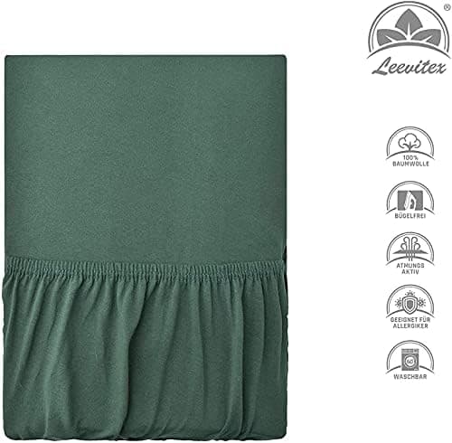 leevitex® Spannbettlaken 180x200–200x200 cm | 100% Jersey-Baumwolle | für Matratzen bis 25 cm