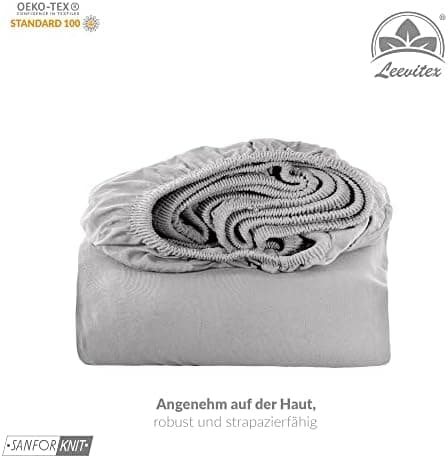 leevitex® Spannbettlaken 180x200–200x200 cm | 100% Jersey-Baumwolle | für Matratzen bis 25 cm
