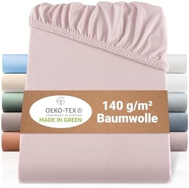 BaSaTex Bio-Jersey Spannbettlaken 120x200 cm – 100% Bio-Baumwolle, GOTS-zertifiziert – Taupe