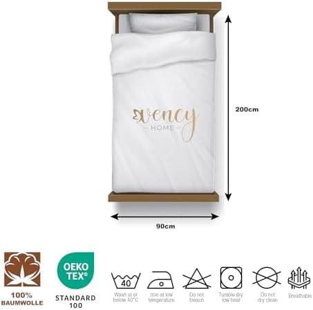 Vency Spannbettlaken 90x200 cm (bis 25 cm Matratzenhöhe) – 100% Baumwolle, Weiß