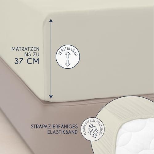 Dreamzie Topper-Spannbettlaken 180×200–200×200 cm – Jersey-Baumwolle 150 g/m², OEKO‑TEX STANDARD 100, extra niedrige Sei