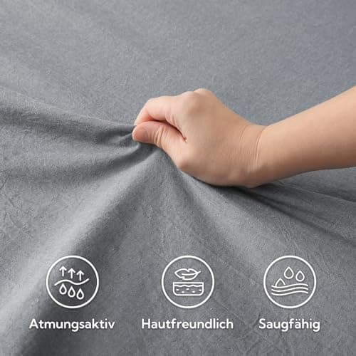 SOULFUL Spannbettlaken 120 x 200 cm (bis 25 cm Matratzenhöhe) – 100% gewaschene Baumwolle, atmungsaktiv & leinenartiger
