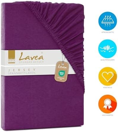 Lavea Spannbettlaken 120x200 cm – atmungsaktives Baumwoll‑Jersey, passend für Matratzen bis 20 cm (Mittelgrau)