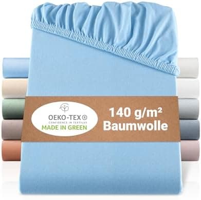 BaSaTex Bio-Jersey Spannbettlaken 120x200 cm – 100% Bio-Baumwolle, GOTS-zertifiziert – Taupe