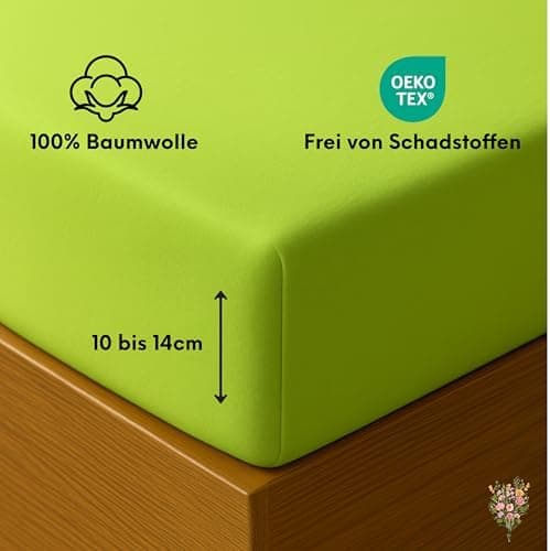 Jersey-Spannbettlaken / Spannbetttuch – 100% Baumwolle, 180x200–200x200 cm