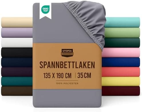 Utopia Bedding Spannbettlaken 180×200 cm – Grau, gebürstete Polyester‑Mikrofaser, OEKO‑TEX zertifiziert