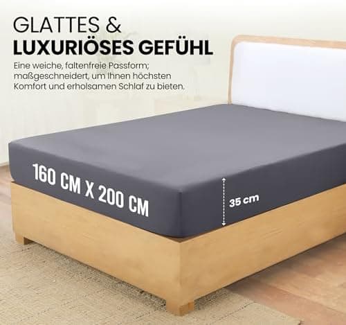 Utopia Bedding Spannbettlaken 180×200 cm – Grau, gebürstete Polyester‑Mikrofaser, OEKO‑TEX zertifiziert