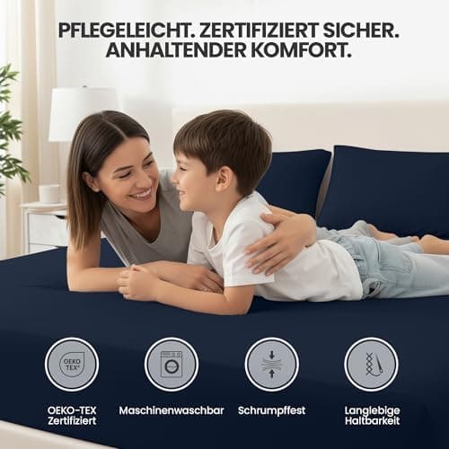 Utopia Bedding 2er-Set Spannbettlaken 140 x 200 cm – OEKO-TEX MADE IN GREEN zertifiziert – 35 cm Tiefe Tasche