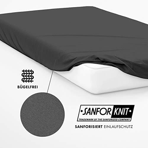 Jacobson Premium Frottee-Spannbettlaken aus Baumwolle, 200 g/m² (120–130 x 200 cm) – Grau
