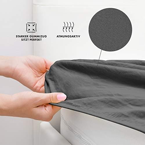 Jacobson Premium Frottee-Spannbettlaken aus Baumwolle, 200 g/m² (120–130 x 200 cm) – Grau