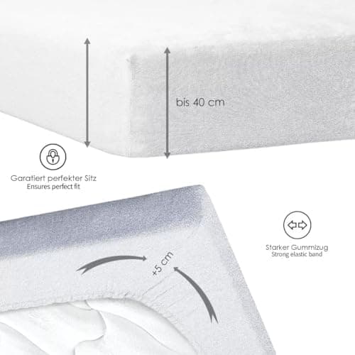 120x200 cm Jersey-Spannbettlaken – 100% Baumwolle, Weiß