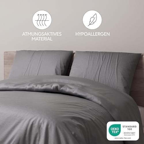 Dreamzie Kissenbezug 40x80 (2er Set) – Mikrofaser weich, OEKO-TEX STANDARD 100, Anthrazit mit Reißverschluss